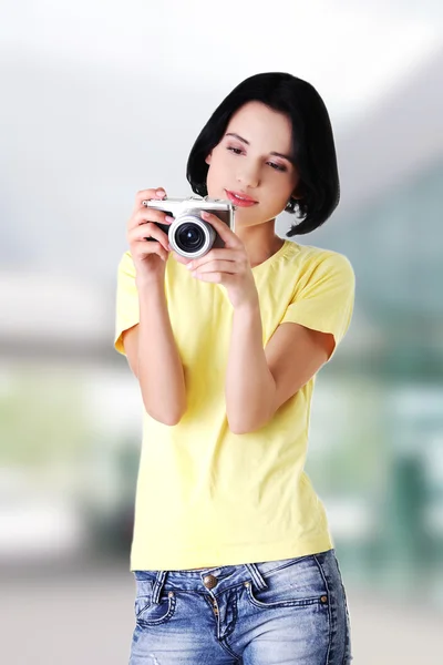 Frau mit Kamera — Stockfoto