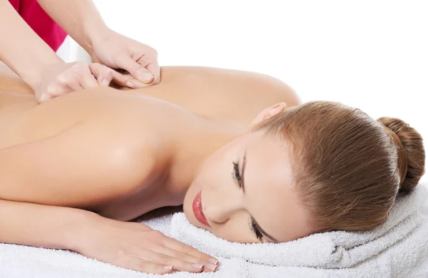 Woman getting massage in spa — Stock Photo, Image