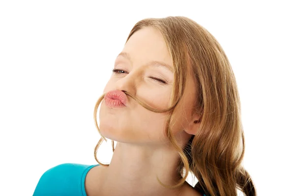 Woman with hair moustache — Stock Photo, Image