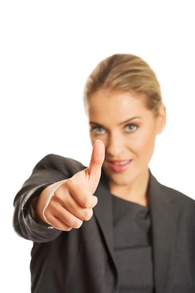 Businesswoman with thumb up gesture — Stock Photo, Image