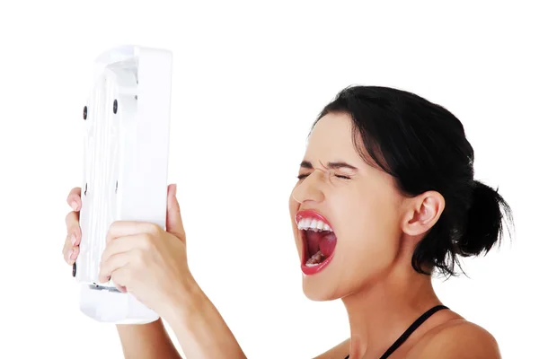 Woman holding a scale — Stock Photo, Image
