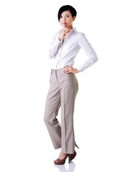 Businesswoman showing silent sign — Stock Photo, Image