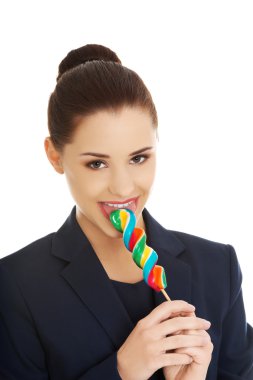 lolipop ile güzel iş kadını