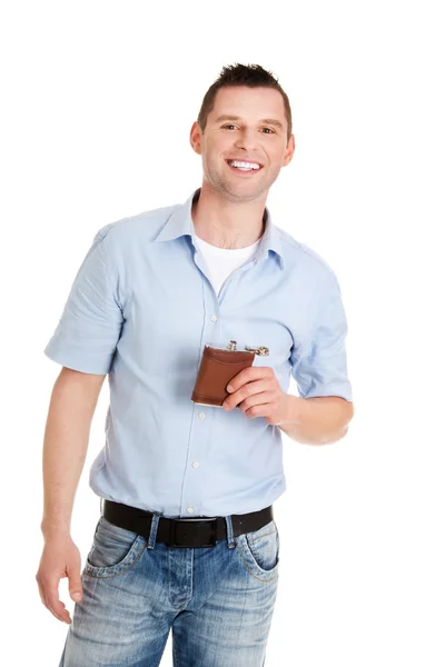 Confident man with hip flask — Stock Photo, Image