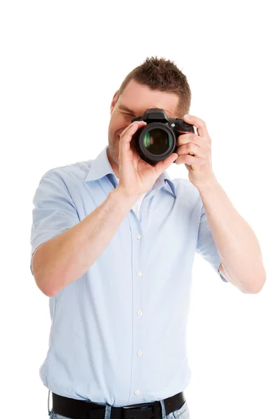 Hombre fotógrafo con DSLR —  Fotos de Stock