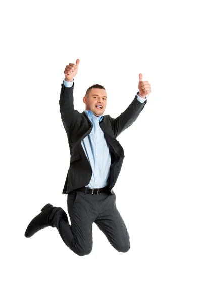 Happy businessman jumping — Stock Photo, Image