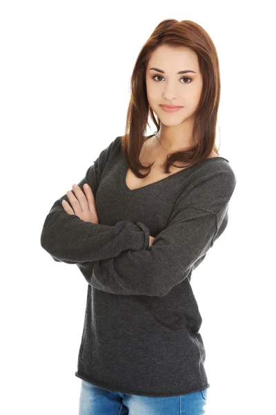 Feliz joven estudiante mujer . — Foto de Stock