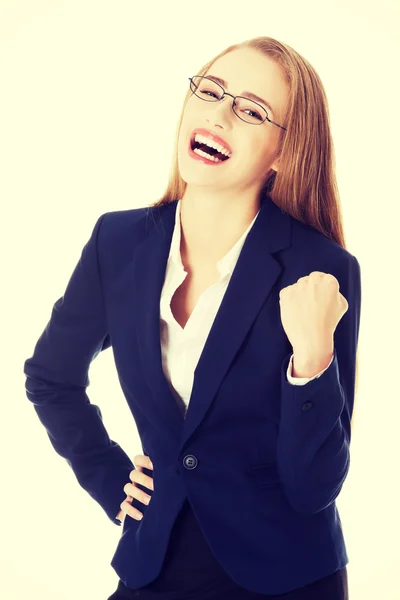 Mulher de negócios feliz e chocado . — Fotografia de Stock