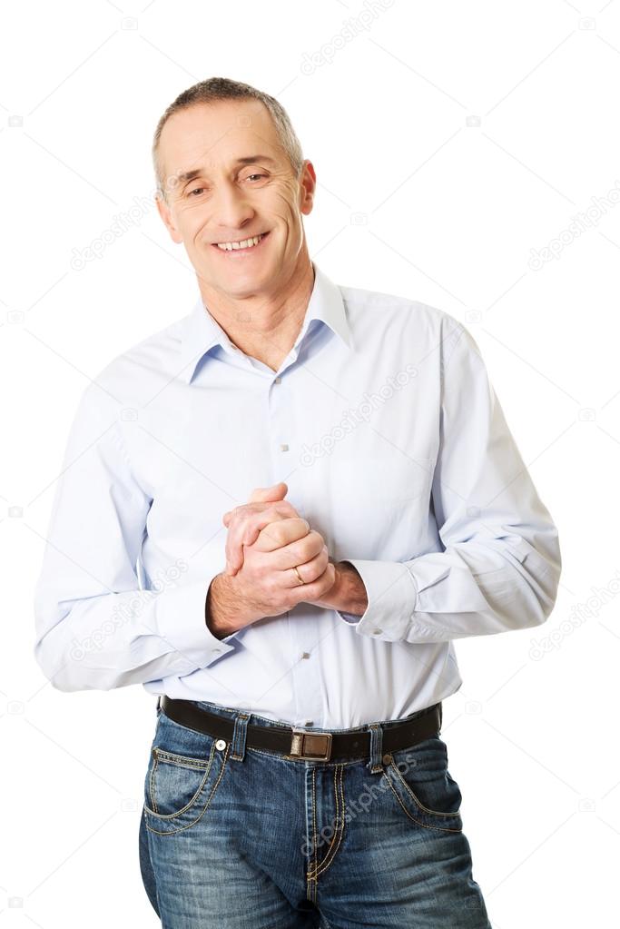 Man with clenched hands