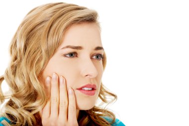 Woman having toothache clipart