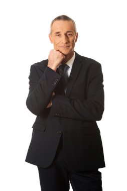 Çene altında el ile işadamı