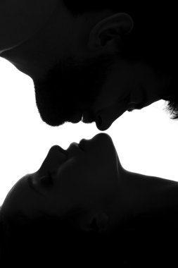 Sensual couple kissing clipart