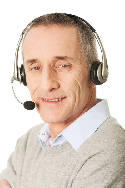 Call center man met hoofdtelefoon — Stockfoto