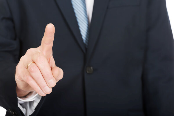 Male finger pushing abstract button