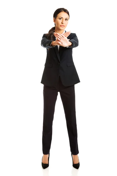 Businesswoman making stop sign — Stock Photo, Image