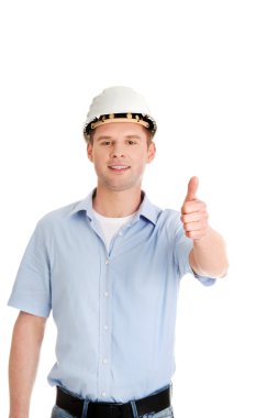 Beyaz kask Builder'da portresi