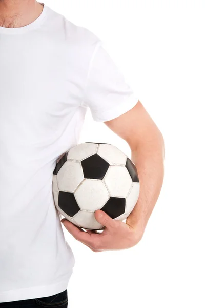 Yaong man with soccer ball — Stock Photo, Image