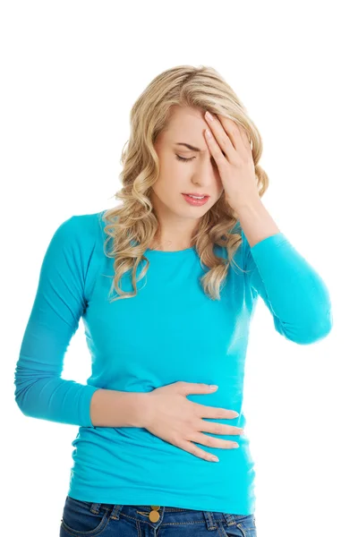 Sick woman about to throw up — Stock Photo, Image