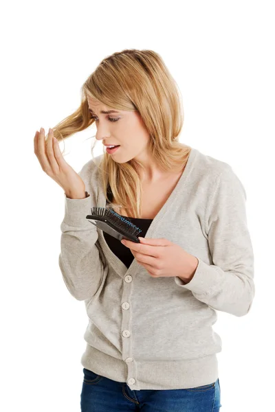 Woman loosing hair — Stock Photo, Image