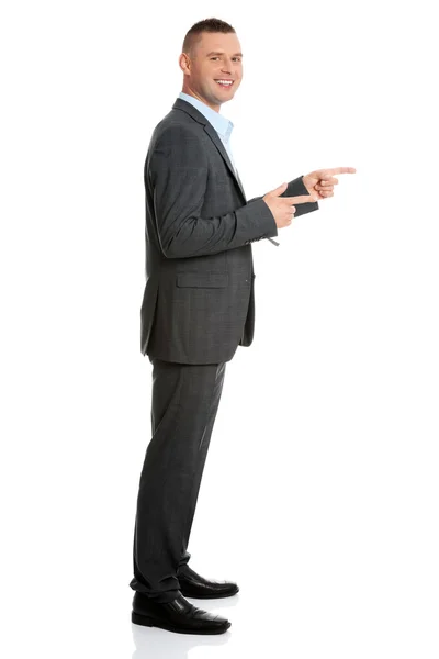 Business man mostrando espaço de cópia — Fotografia de Stock