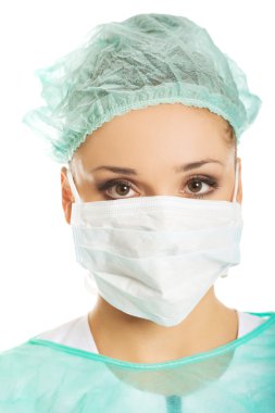 Koruyucu maske bir doktor portresi
