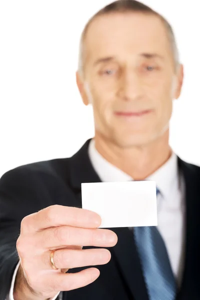 Businessman with blank identity name card — Stock Photo, Image