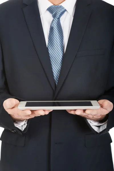 Dijital tablet holding erkek eller — Stok fotoğraf