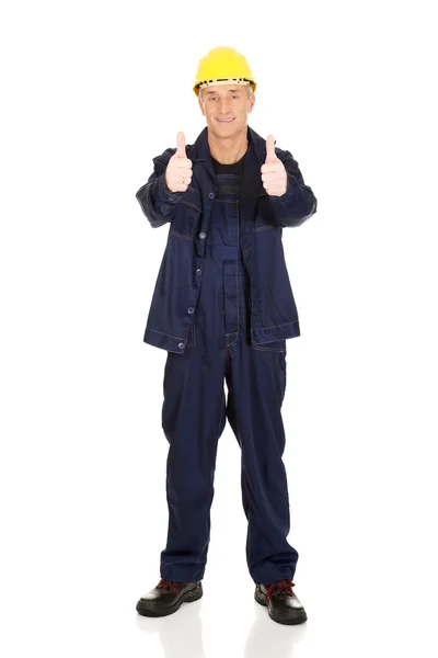 Repairman showing thumbs up sign — Stock Photo, Image