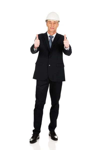 Businessman showing thumbs up sign — Stock Photo, Image