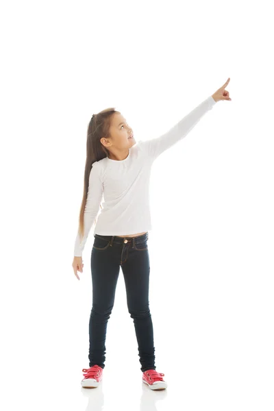 Dziewczynka, wskazując — Zdjęcie stockowe