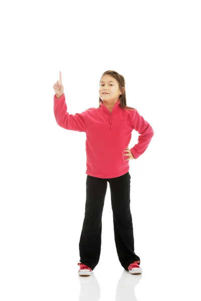 Little girl pointing up — Stock Photo, Image