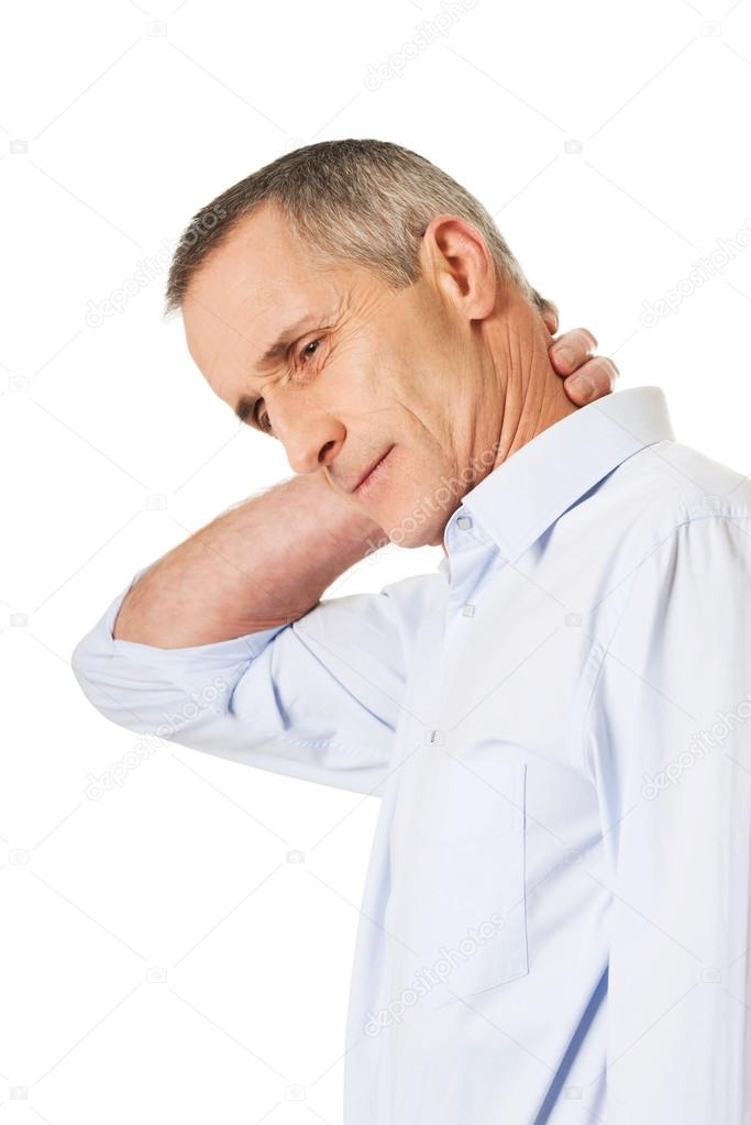 Mature man with neck pain