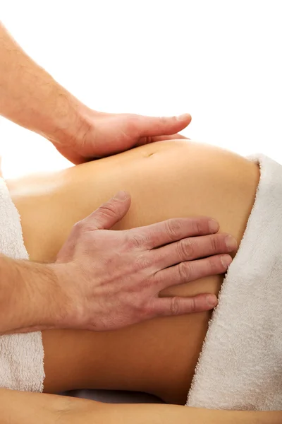 Schwangere Frau bei einer entspannenden Massage — Stockfoto