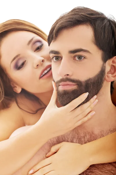 Passionate shirtless couple in love. — Stock Photo, Image