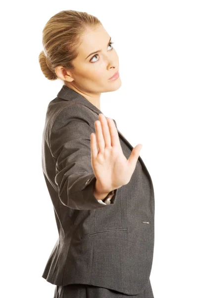 Mujer haciendo una señal de stop — Foto de Stock