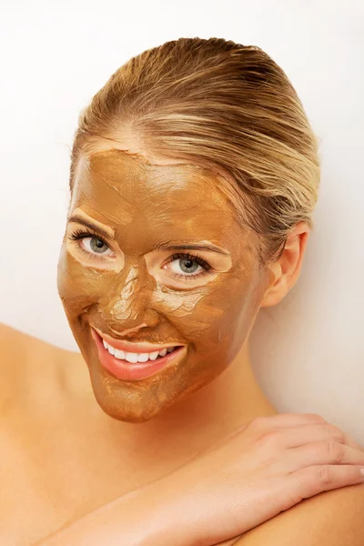 Woman with chocolate mask — Stock Photo, Image