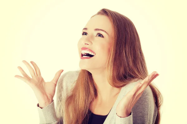 Shocked woman with open mouth. — Stock Photo, Image