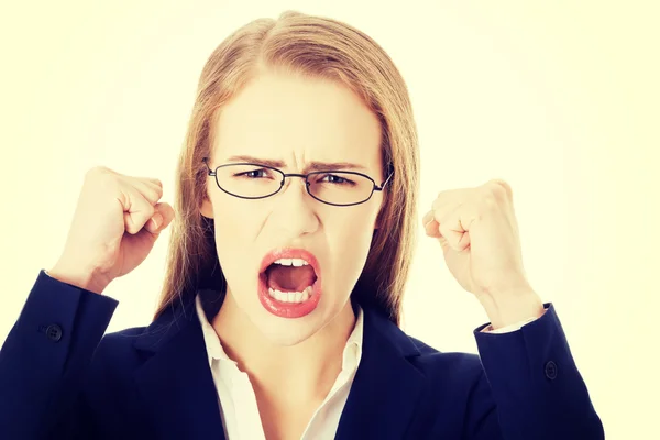 Angry and furious business woman is screaming. — Stock Photo, Image