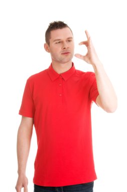 Heyecanlı adam kopya alanı gösterilen