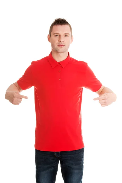 Excited man pointing — Stock Photo, Image