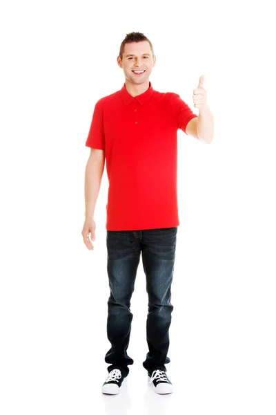 Šťastný muž s ok rukou znamení — Stock fotografie