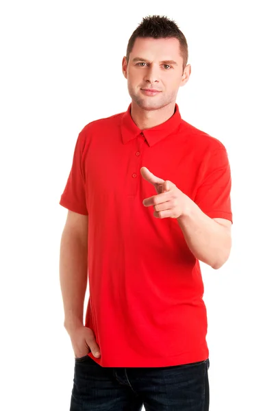 Serious young man pointing you — Stock Photo, Image