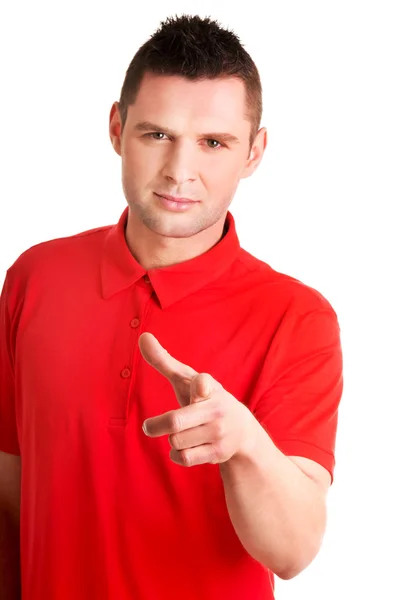 Serious young man pointing you — Stock Photo, Image