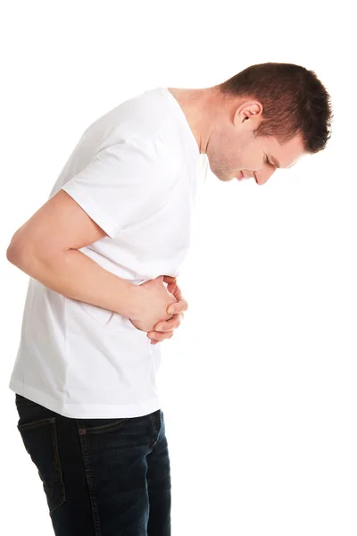 Člověk trpí bolest břicha — Stock fotografie