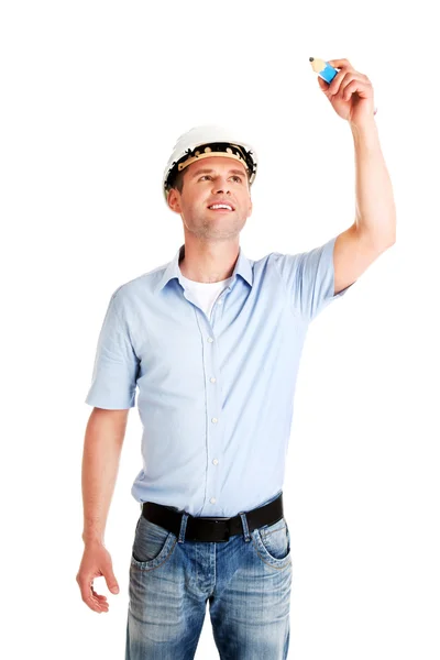 Ingeniero escribiendo en espacio de copia — Foto de Stock