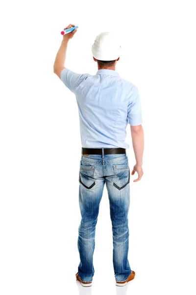 Ingeniero escribiendo en espacio de copia — Foto de Stock