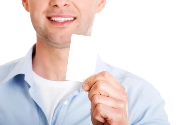 Businessman showing business card — Stock Photo, Image