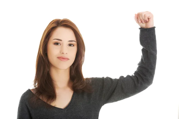 Young woman showing her strength — Stock Photo, Image