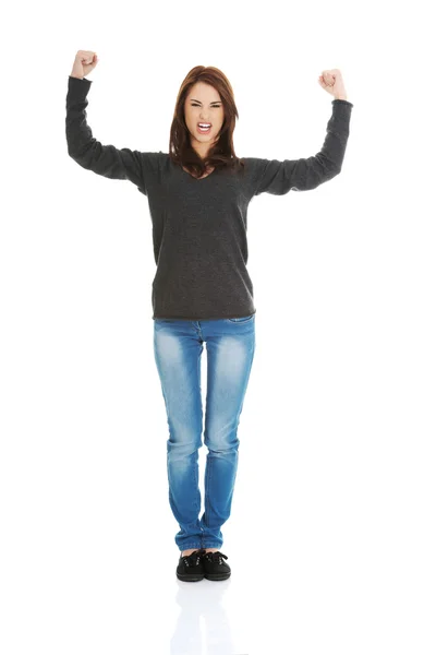 Young woman showing her strength — Stock Photo, Image