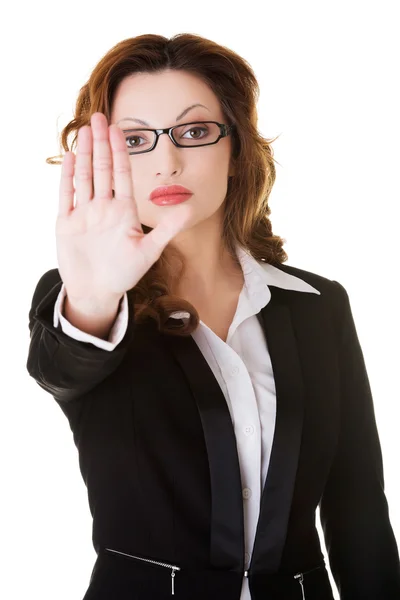 Mujer haciendo señal de stop. —  Fotos de Stock